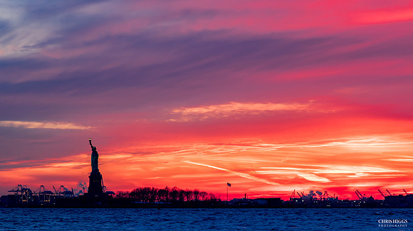 Lady Liberty Winter Sunset