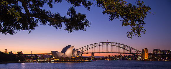 Sydney Opera House and Harbor After Dark